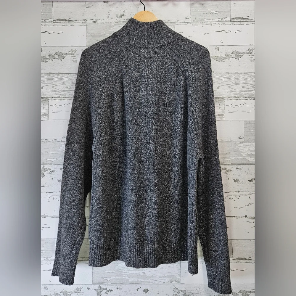 Banana Republic Mens XL Recycled Wool Blend Mock Neck Button Sweater Gray Marl